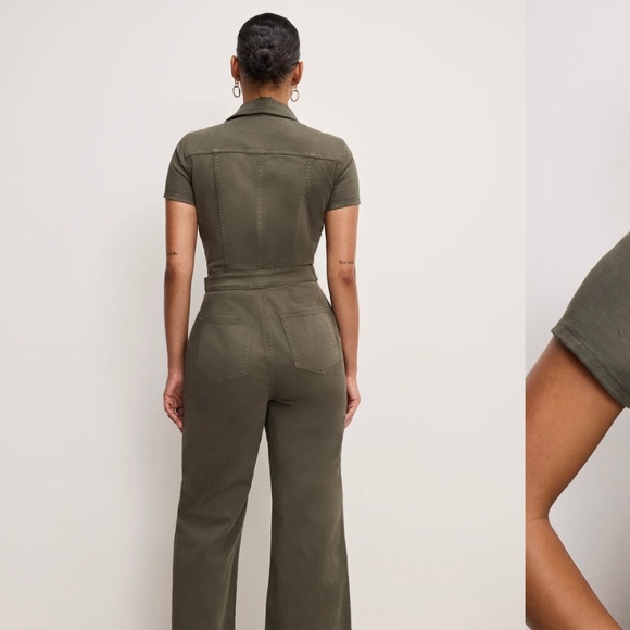 NWT! GOOD AMERICAN - FIT FOR SUCCESS TWILL PALAZZO CROPPED JUMPSUIT - SIZE 2XL - Picture 3 of 7